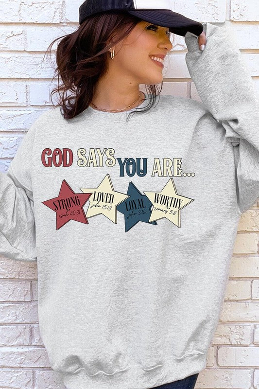 COLOR BEAR "God Says you are" Oversized Graphic Sweatshirts