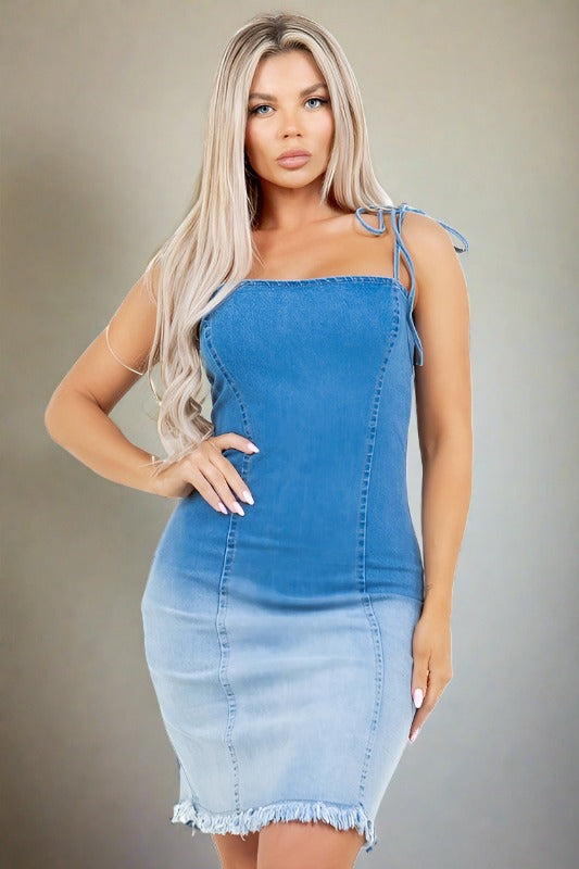 CLAUDE Womens Bodycon Mini Denim Dress