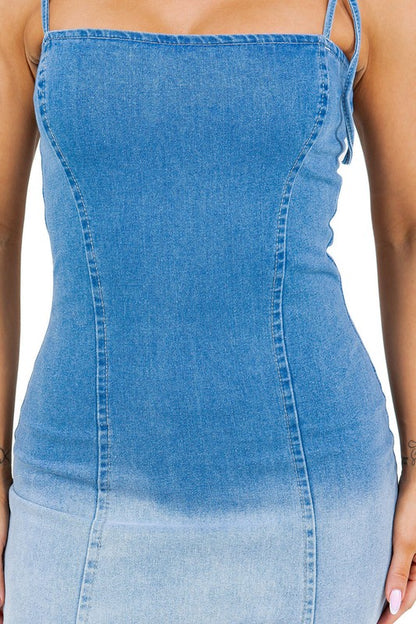 CLAUDE Womens Bodycon Mini Denim Dress