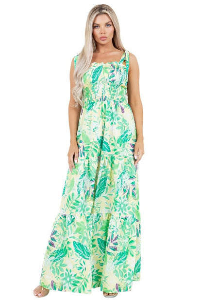 BY CLAUDE Floral Tied-Shoulders Casual Maxi Dress