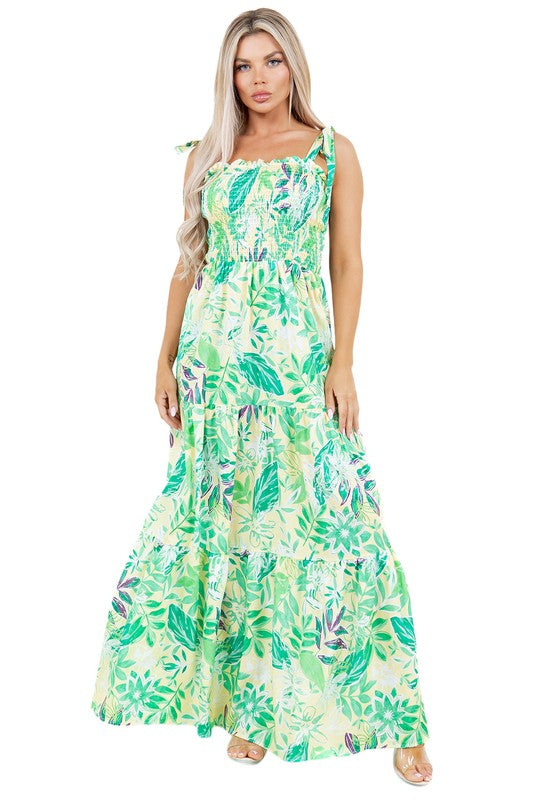 BY CLAUDE Floral Tied-Shoulders Casual Maxi Dress