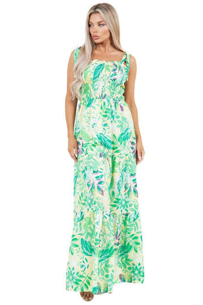 BY CLAUDE Floral Tied-Shoulders Casual Maxi Dress