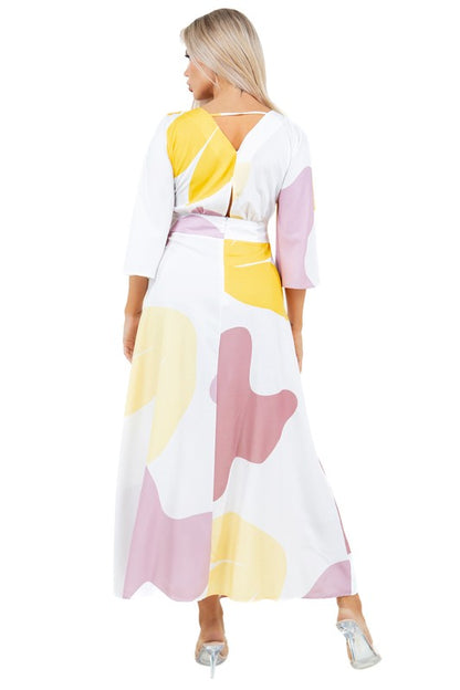 BY CLAUDE V-neckline Printed Maxi Dress