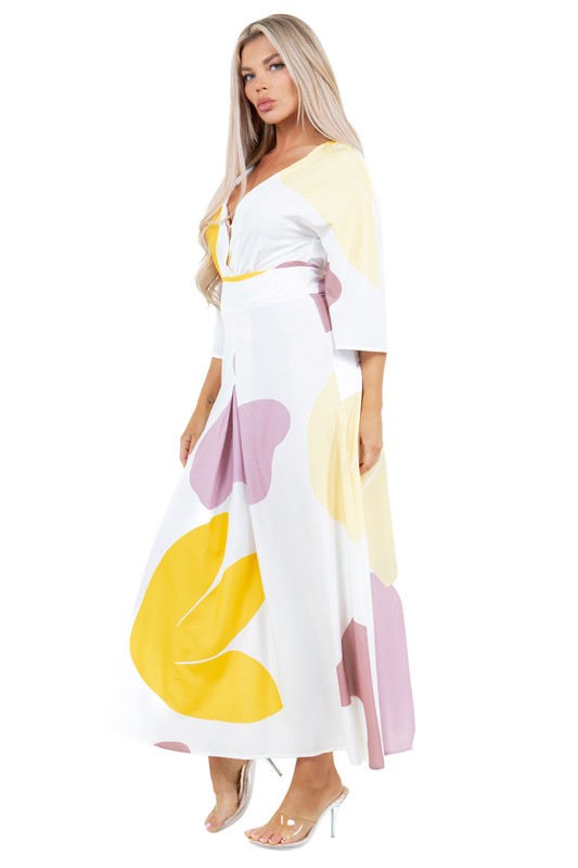 BY CLAUDE V-neckline Printed Maxi Dress