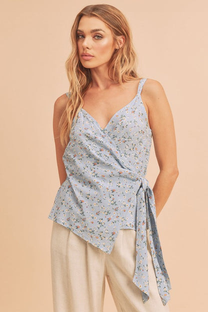 AEMI & Co. Sweet- heart Wrap Floral Top-Malorie Top