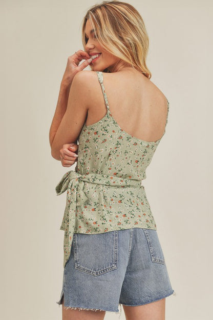 AEMI & Co. Sweet- heart Wrap Floral Top-Malorie Top