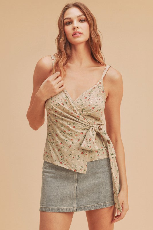 AEMI & Co. Sweet- heart Wrap Floral Top-Malorie Top