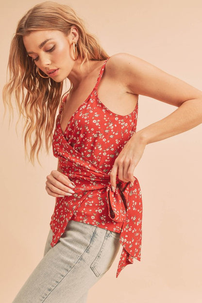 AEMI & Co. Sweet- heart Wrap Floral Top-Malorie Top