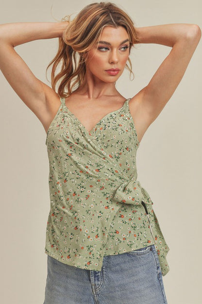 AEMI & Co. Sweet- heart Wrap Floral Top-Malorie Top