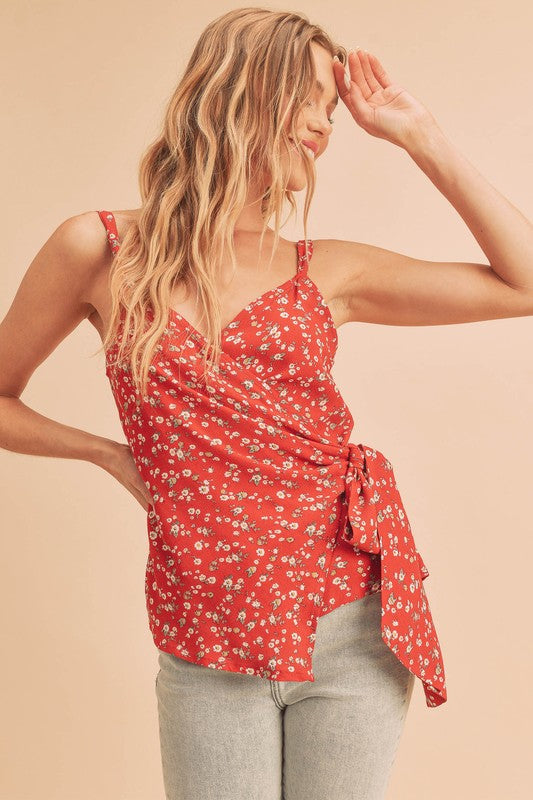 AEMI & Co. Sweet- heart Wrap Floral Top-Malorie Top