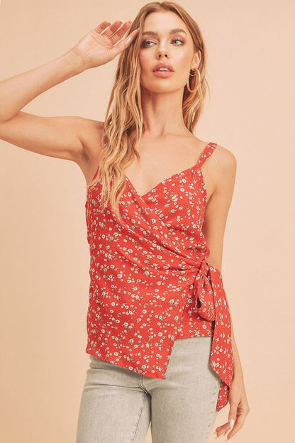 AEMI & Co. Sweet- heart Wrap Floral Top-Malorie Top