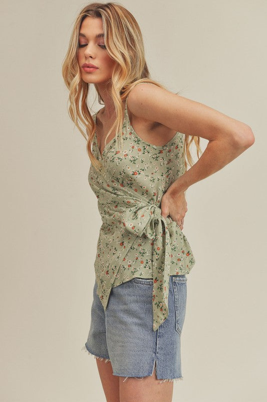 AEMI & Co. Sweet- heart Wrap Floral Top-Malorie Top