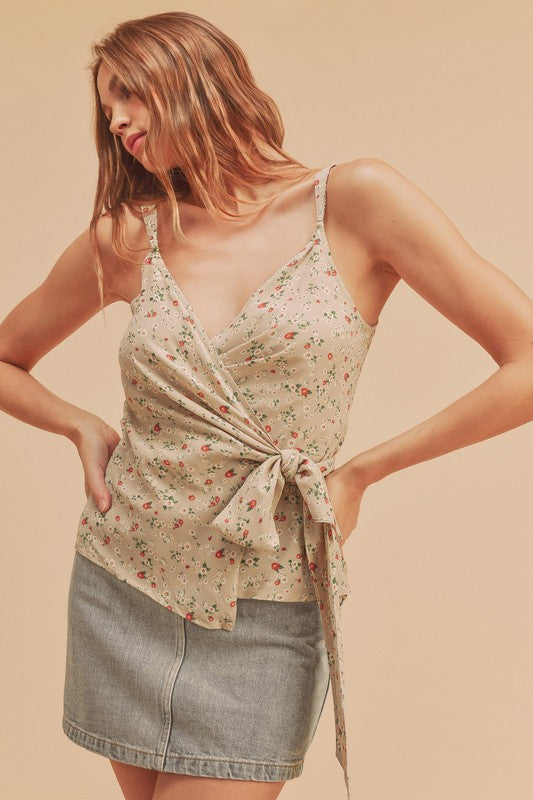 AEMI & Co. Sweet- heart Wrap Floral Top-Malorie Top