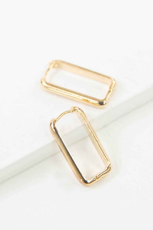 LOVODA Elegant Rounded-edge Rectangle Hoop Earrings