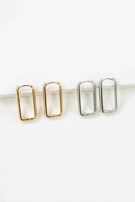 LOVODA Elegant Rounded-edge Rectangle Hoop Earrings