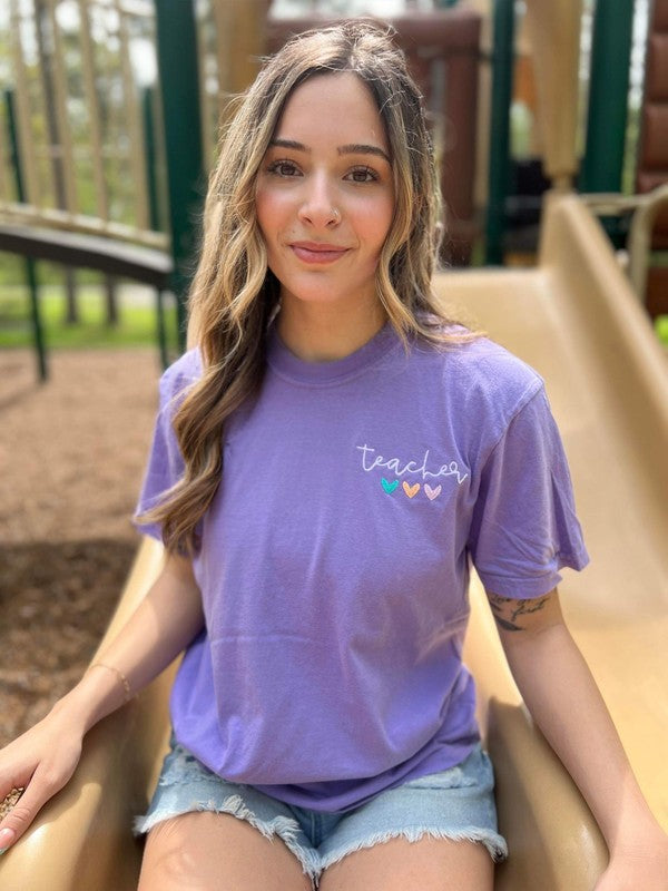 ASK APPAREL "Teacher" Embroidered Tee