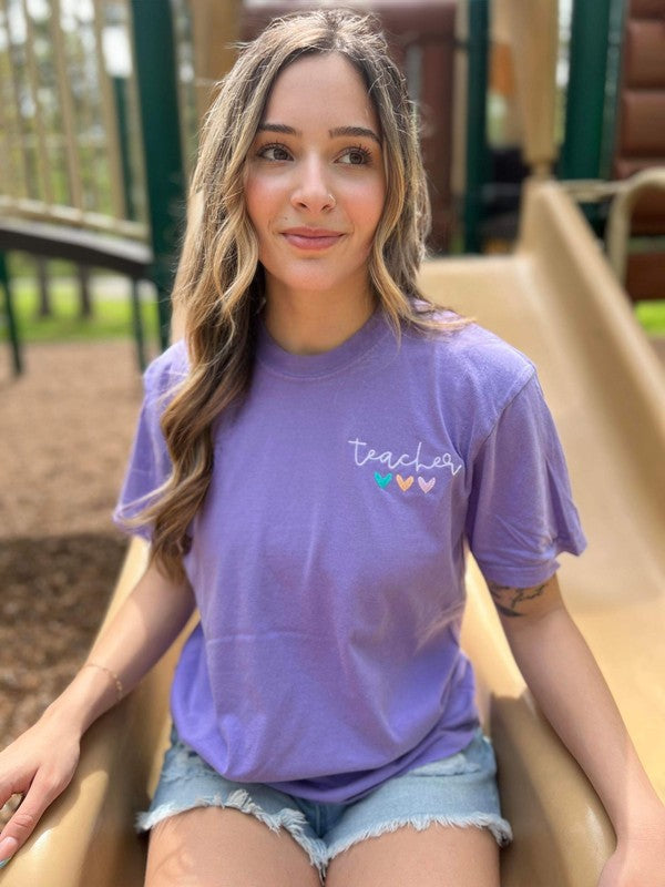 ASK APPAREL "Teacher" Embroidered Tee