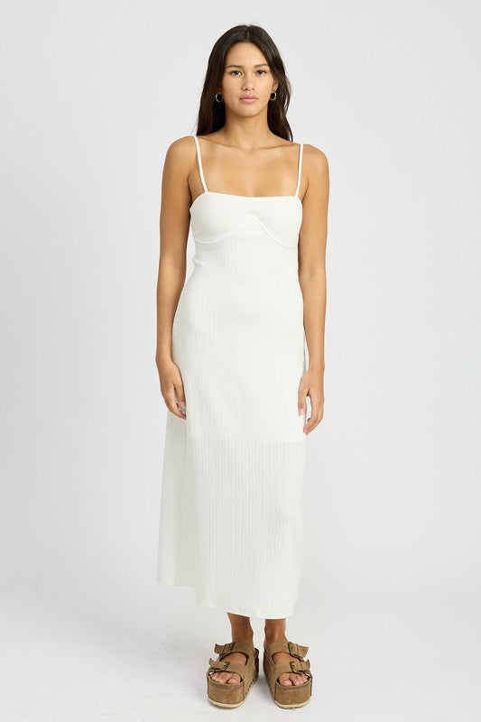 EMORY PARK White Waffle Knit Back Cutout Dress