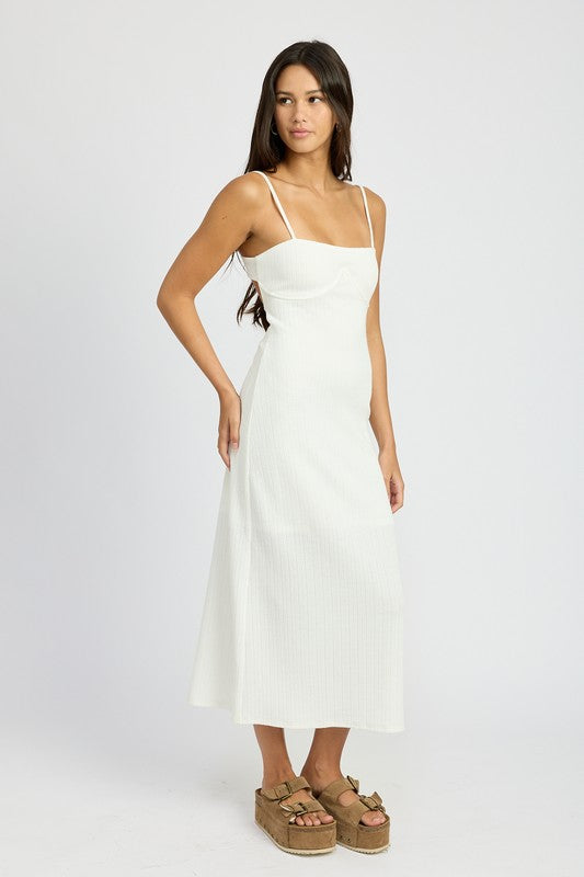 EMORY PARK White Waffle Knit Back Cutout Dress