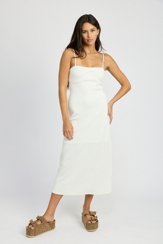 EMORY PARK White Waffle Knit Back Cutout Dress