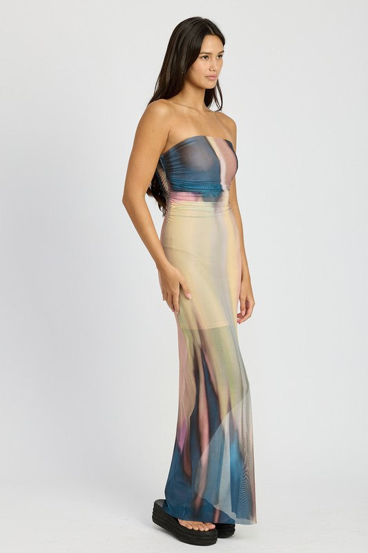 EMORY PARK Shirred Tube Maxi Dress with Side Split