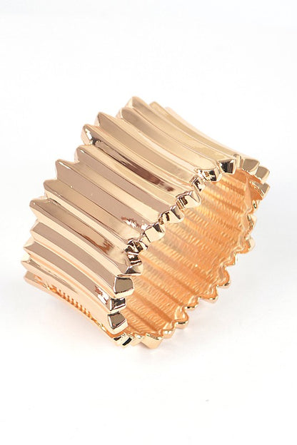 LA JEWELRY Gold Textured Iconic Hinged Bangle Bracelet