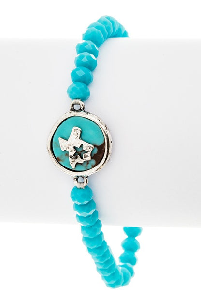 LA JEWELRY Texas State Map Turquoise Bracelet