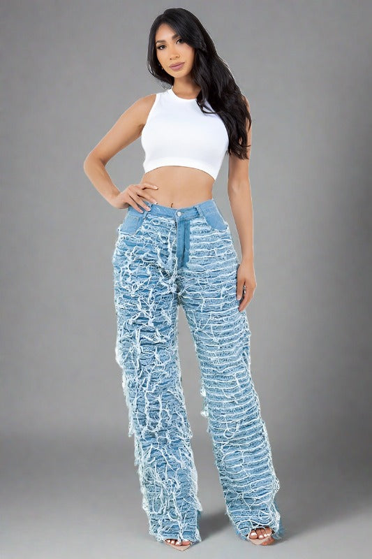 CLAUDE Multi-cut Fashion Denim Pants