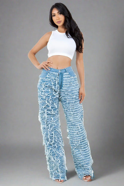 CLAUDE Multi-cut Fashion Denim Pants