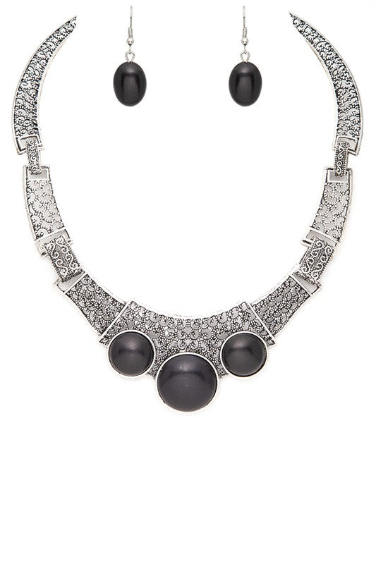 Compressed Stone Western Collar Necklace Set