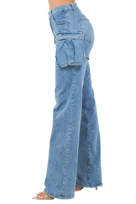 BY CLAUDE Women Blue Cargo Denim Jean Pants