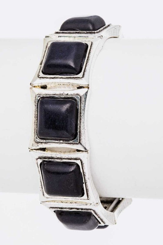 LA JEWELRY Stretch Square Stone Bracelet