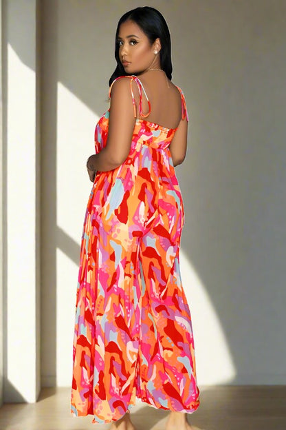 BY CLAUDE Tank Printed Wide-leg Summer Jumpsuit