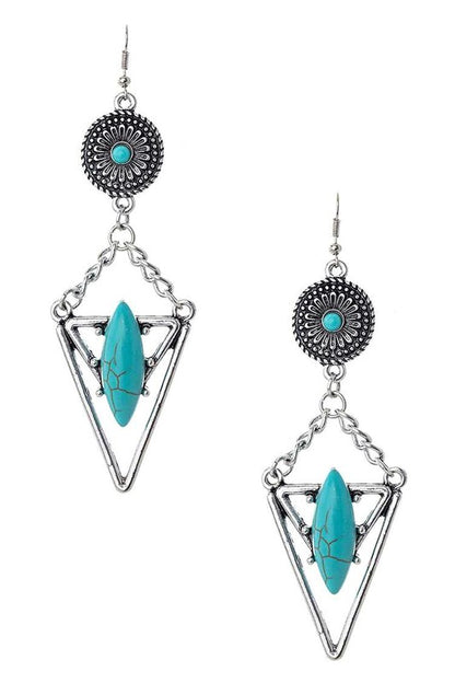 LA JEWELRY Turquoise Stone Drop Earrings