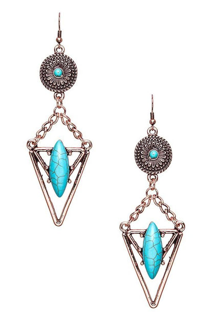 LA JEWELRY Turquoise Stone Drop Earrings