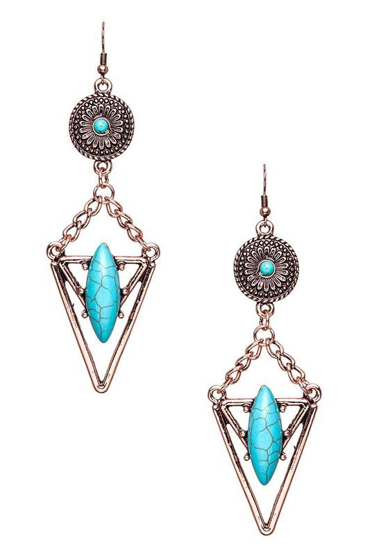 LA JEWELRY Turquoise Stone Drop Earrings