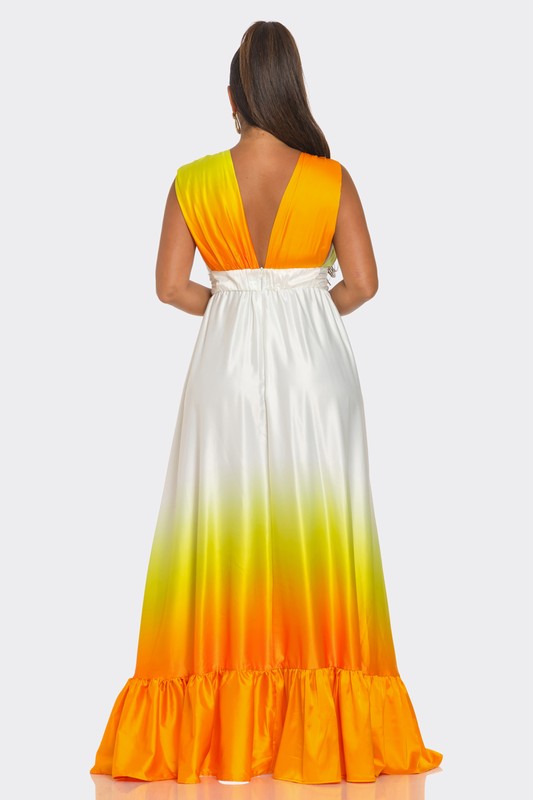 ATHINA Sunset Radiance Asymmetrical Red Carpet Satin Dress