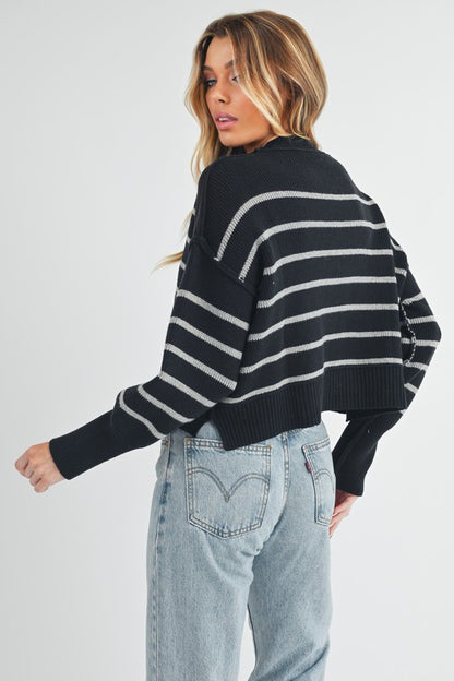 AEMI & Co. Striped Knit Marcella Sweater with Dropped Shoulders