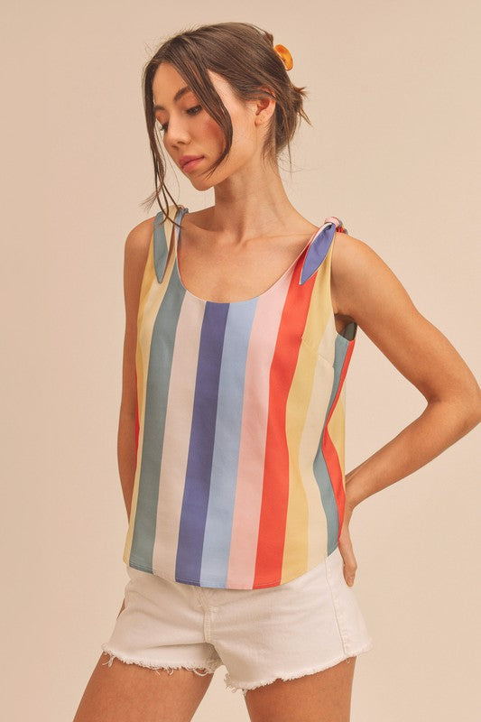 AEMI & Co. Colorful Striped Gracie Tank with Tie Straps