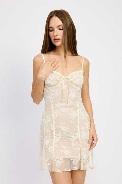 EMORY PARK Junior Sexy Spaghetti Strap Mini Laced Dress