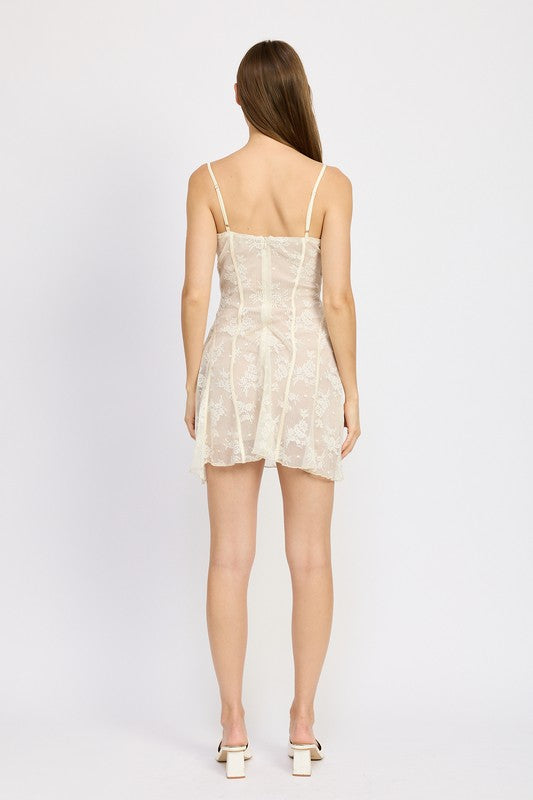 EMORY PARK Junior Sexy Spaghetti Strap Mini Laced Dress