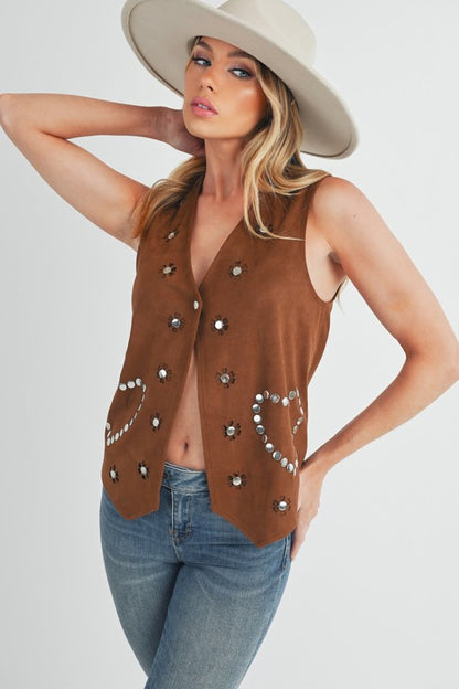 AEMI & Co. Western Love Buttoned Down Vest