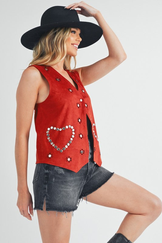 AEMI & Co. Western Love Buttoned Down Vest