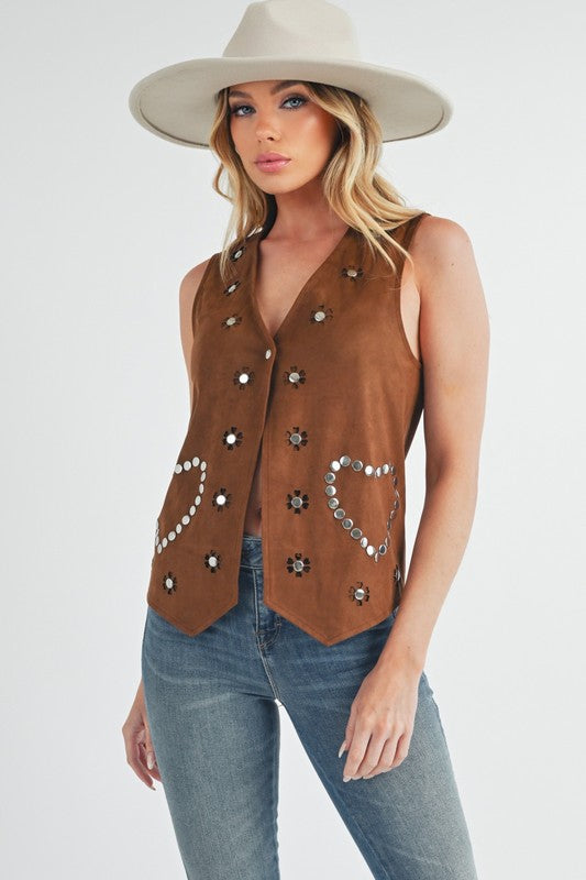 AEMI & Co. Western Love Buttoned Down Vest