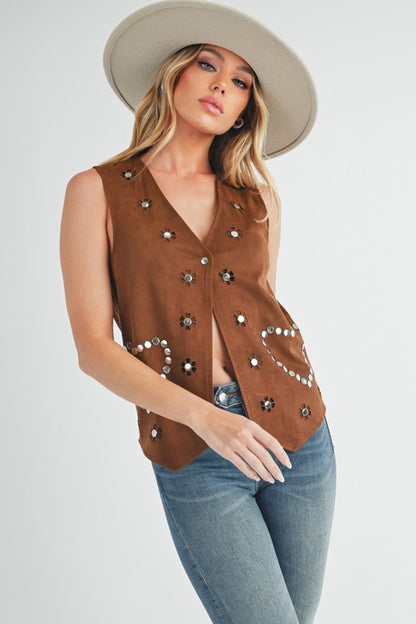 AEMI & Co. Western Love Buttoned Down Vest