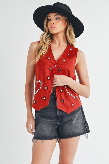 AEMI & Co. Western Love Buttoned Down Vest