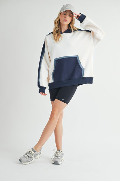 AEMI & Co. Oversized Kate Color block Hooded Sweatshirt