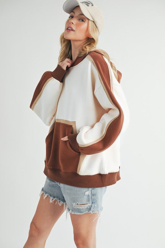 AEMI & Co. Oversized Kate Color block Hooded Sweatshirt