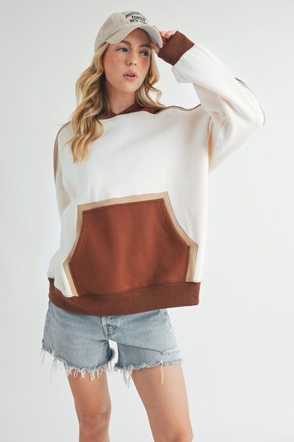 AEMI & Co. Oversized Kate Color block Hooded Sweatshirt