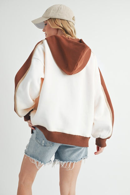 AEMI & Co. Oversized Kate Color block Hooded Sweatshirt